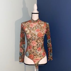 Charlotte Russe Hearts and Roses Bodysuit